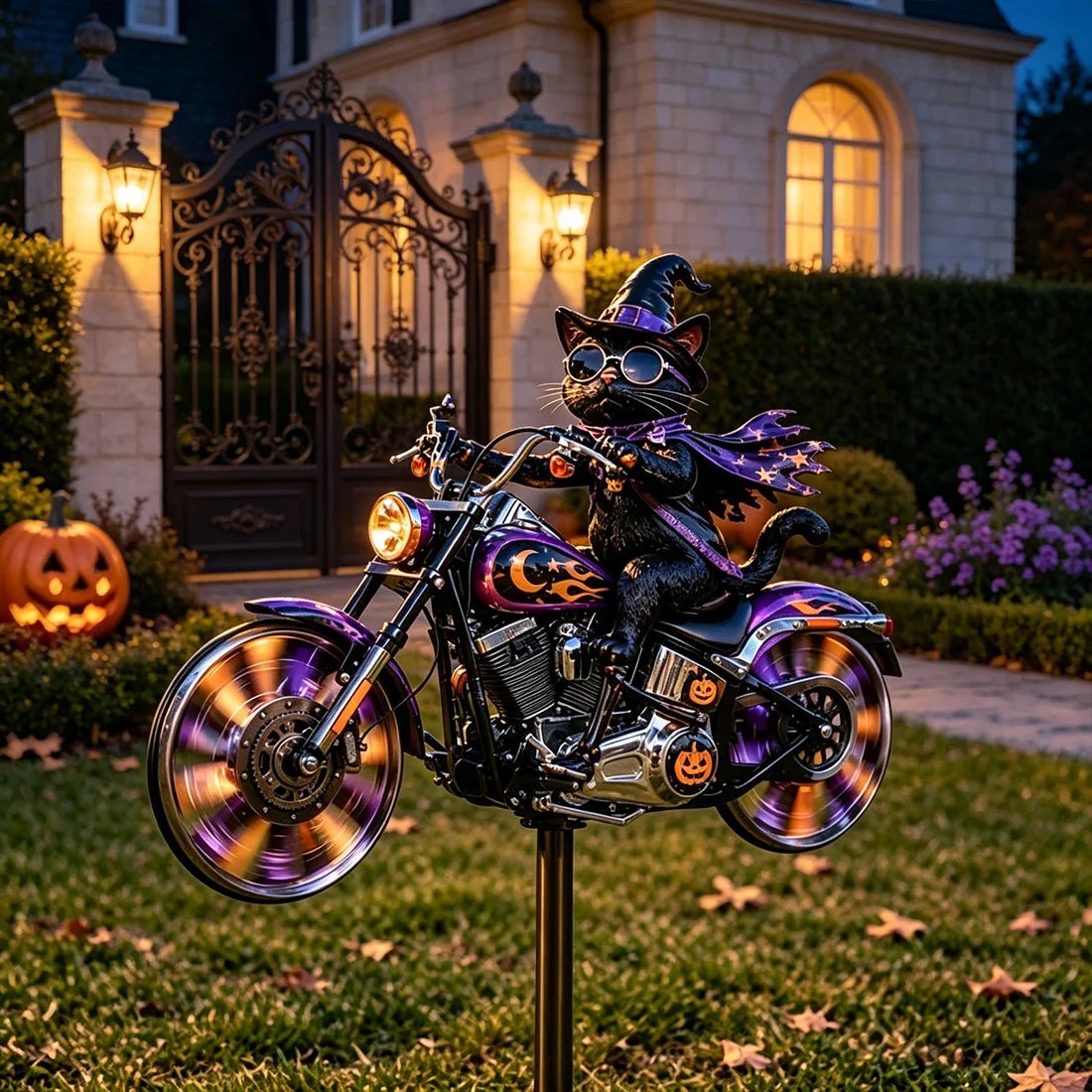 🎃 Halloween Motorcycle Garden Windmill 🏍️