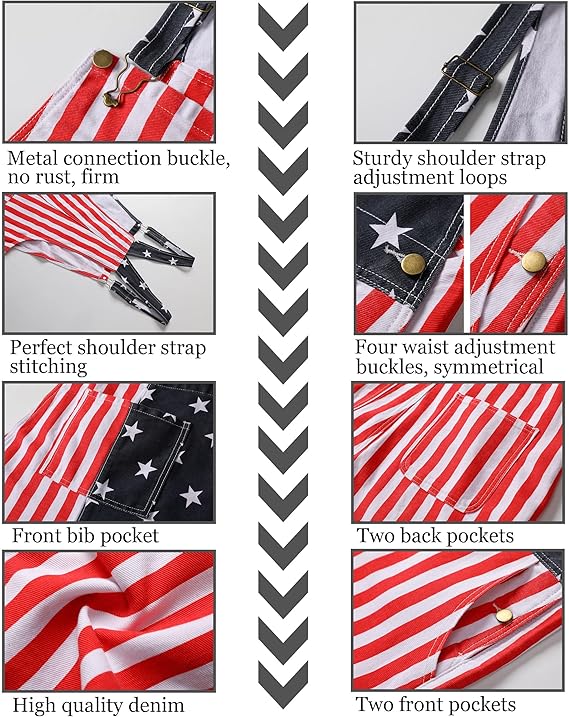 Flag Overalls Denim Shorts Denim Jumpsuit