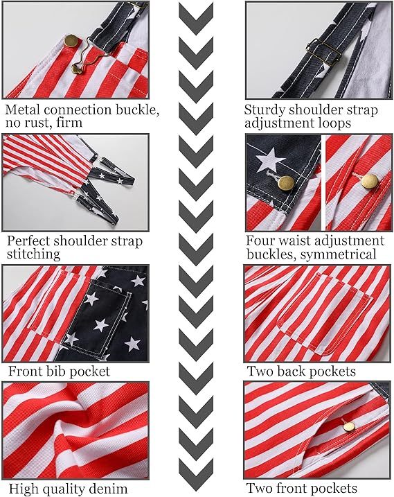 Flag Overalls Denim Shorts Denim Jumpsuit