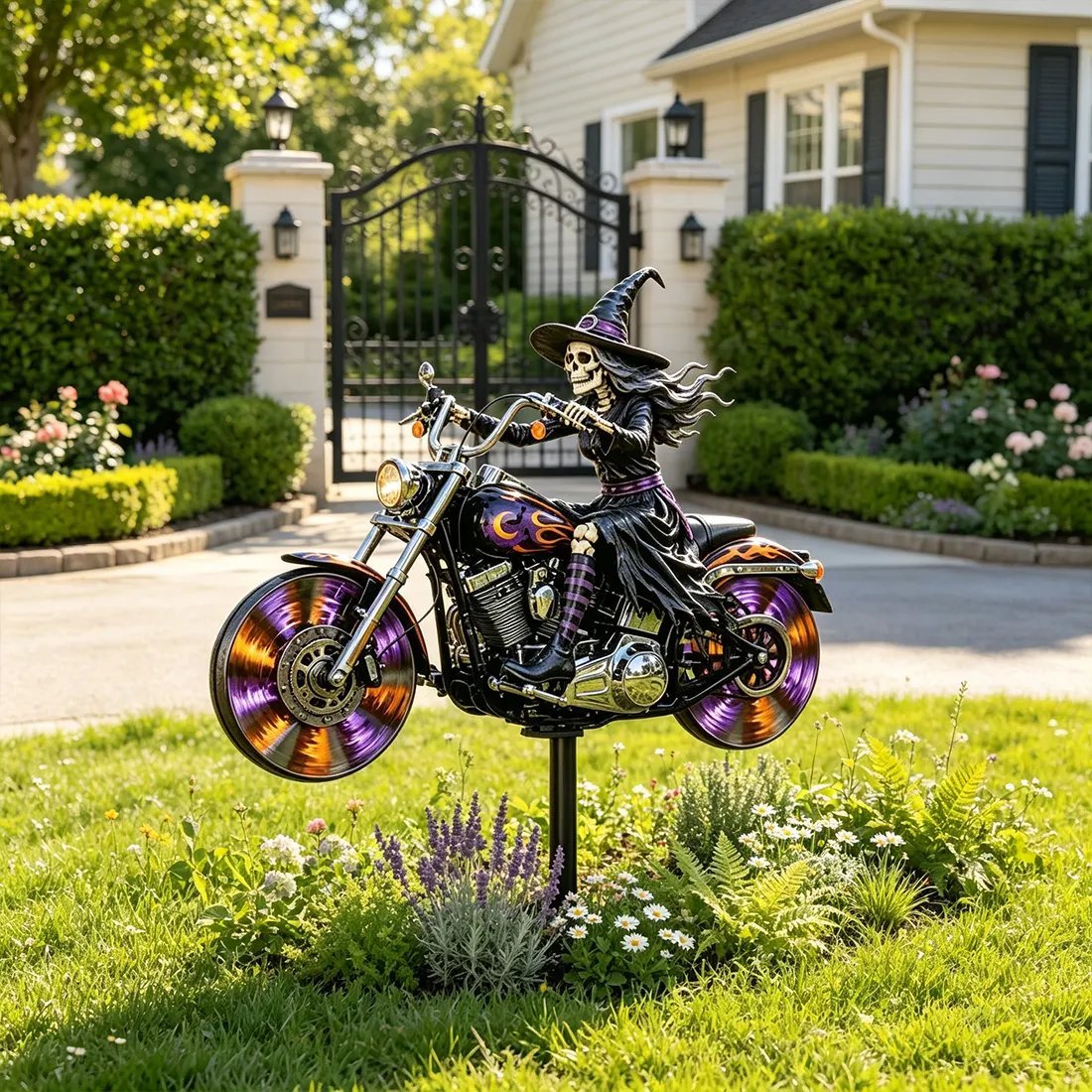 🎃 Halloween Motorcycle Garden Windmill 🏍️