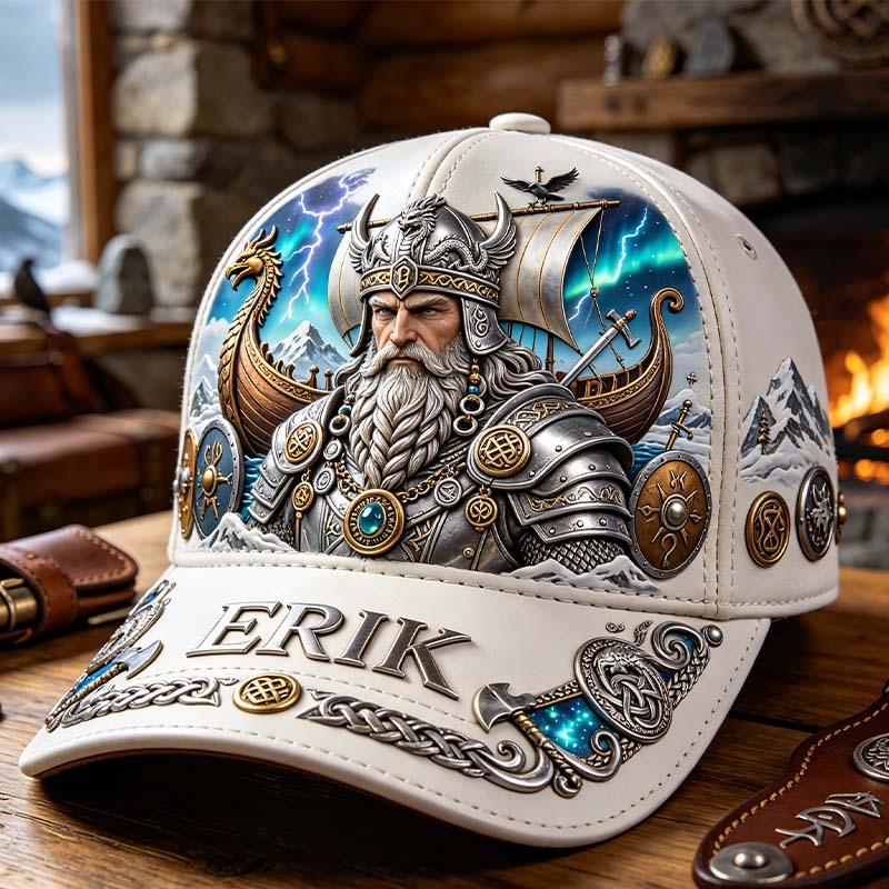 Personalized viking warrior themed baseball cap