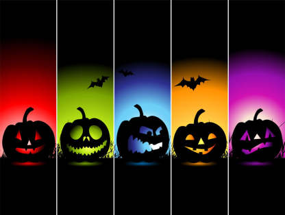 7' x 16' Halloween Colorful Lantern Garage Door Mural