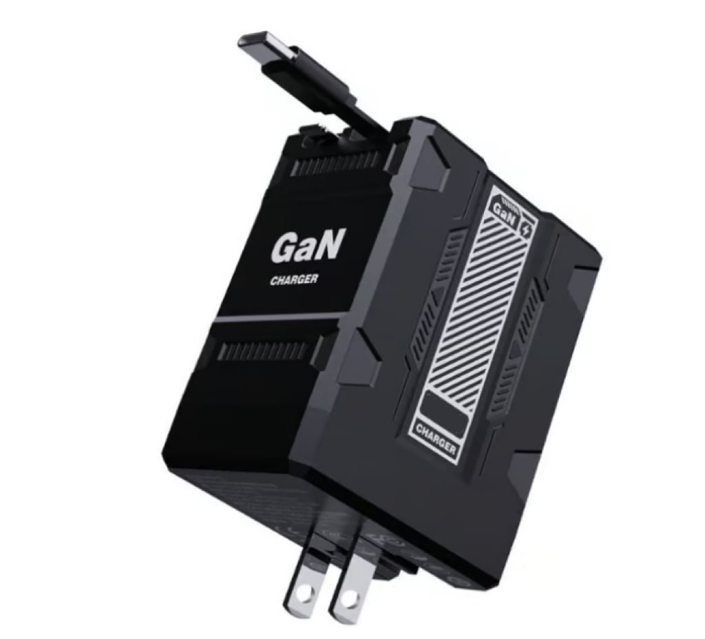 2-in-1 GaN PD3.0  Charger with Retractable Cables（Plug specifications: US standard plug）