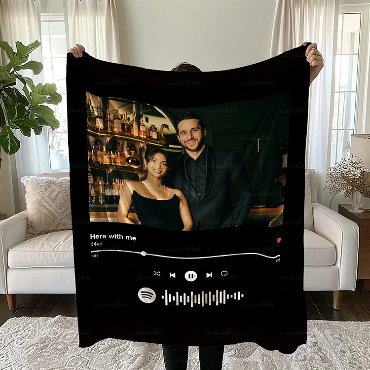 Customized Music and Photo Couples Blanket