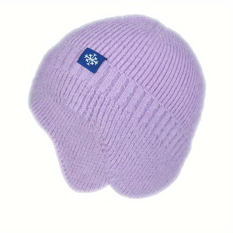 Stylish Snowflake Knitted Beanie with Ear Protection - Warm, Soft, and Coldproof