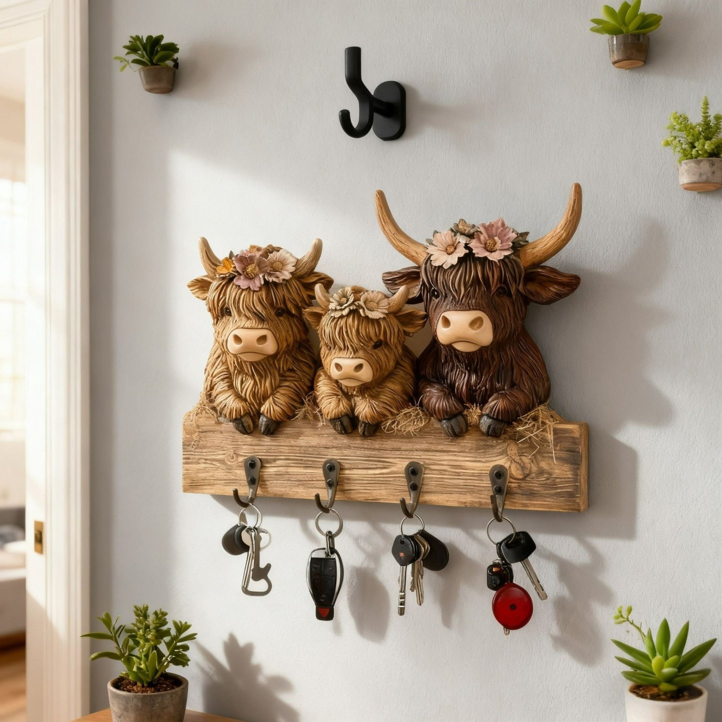 🔥Time-Limited SALE 49% OFF - 2D Rustic Highland Cow Wooden Ornament 🐮