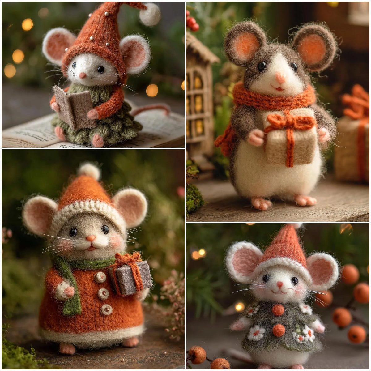 🎁🐭 Deluxe Christmas Felt Mouse | Handmade Wool Ornament ✨ Tree-Ready!
