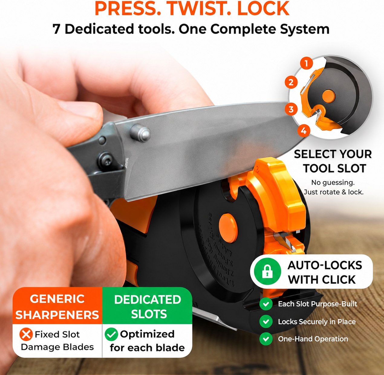 Multi-Tool Axe & Blade Sharpener for Hatchets, Machetes, Lawn Tools & Outdoor Gear