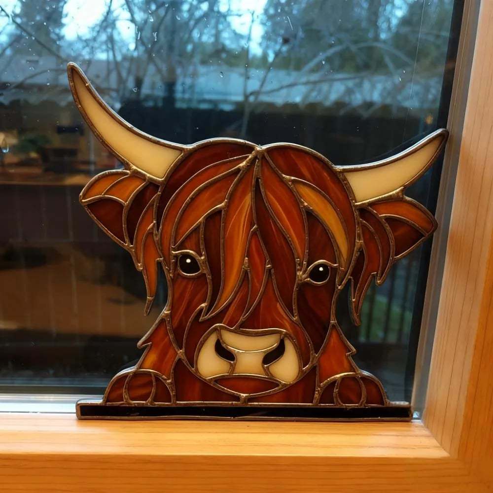 🎄🐮Highland Cow Window Corner Decor🐮✨