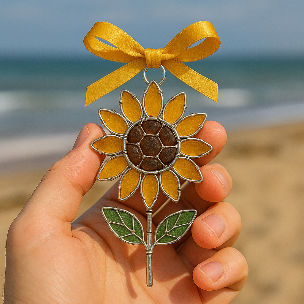 🌻Sunflower Sea Glass Ornament