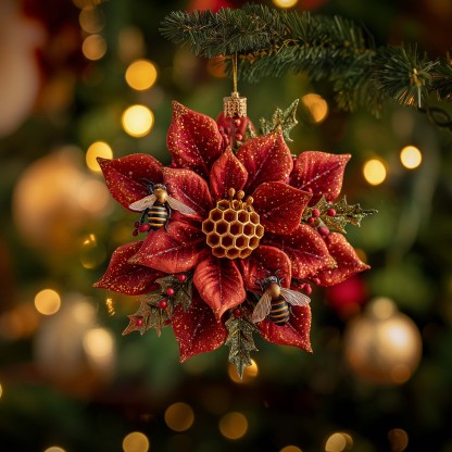Golden Hive Bee Christmas Mica Ornament GFSPHD127