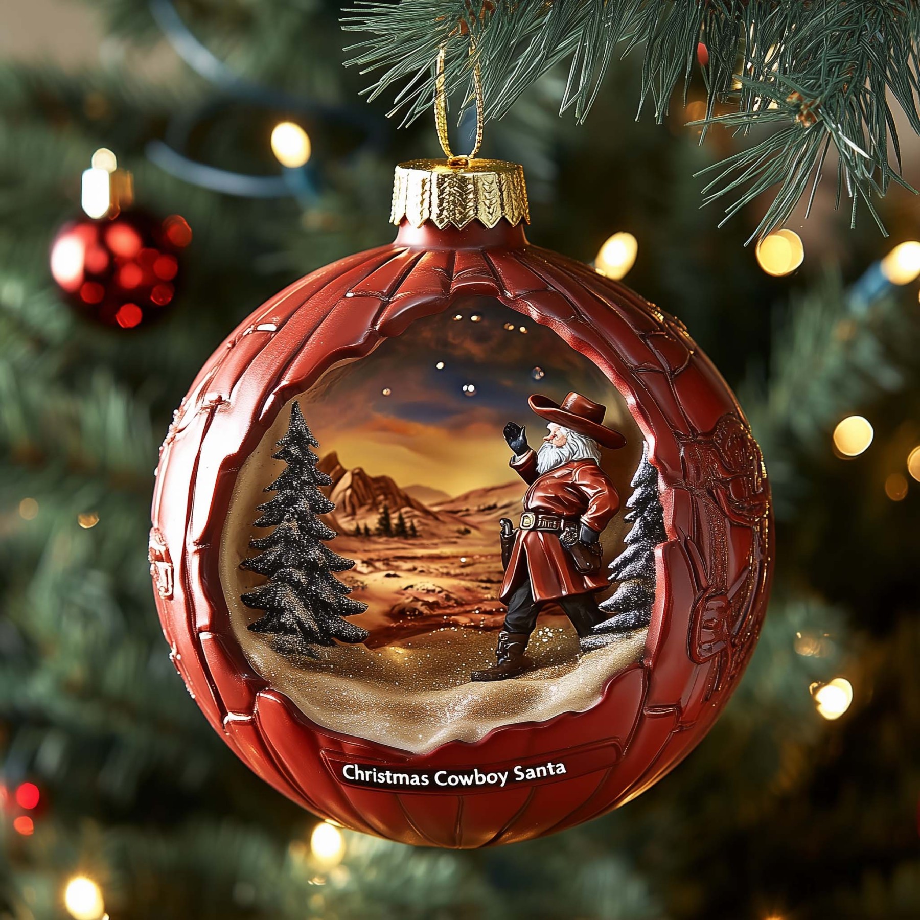 Desert Santa Christmas Mica Ornament GFSPQM334