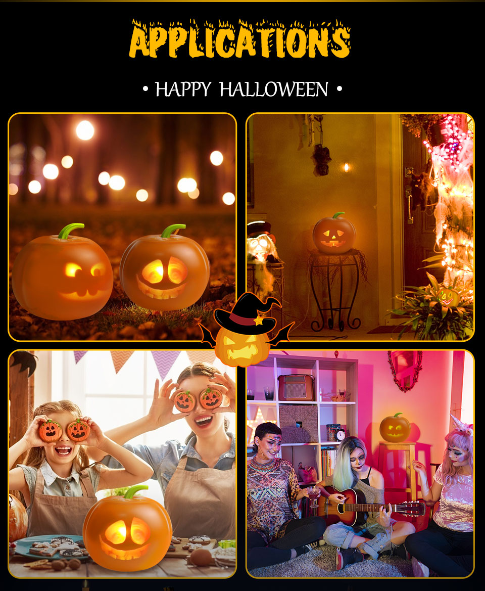 Interactive Halloween Pumpkin Projection Lamp With Builtin Speaker Plugn Play Unique Expressions For Home Parties - 4