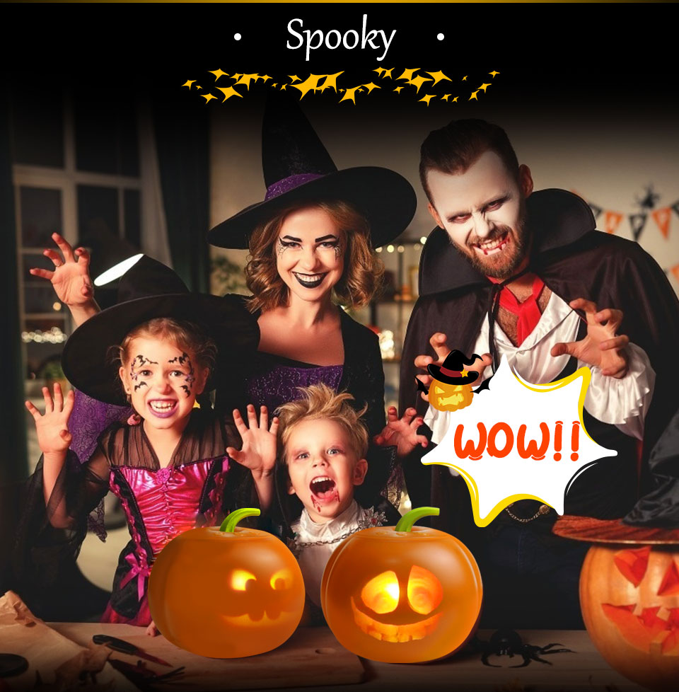 Interactive Halloween Pumpkin Projection Lamp With Builtin Speaker Plugn Play Unique Expressions For Home Parties - 7