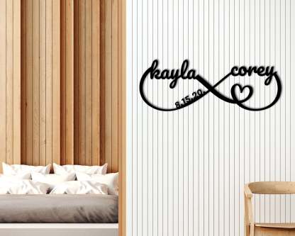 Infinity Heart Sign Containing Names + Date, Personalized Metal Infinity Sign