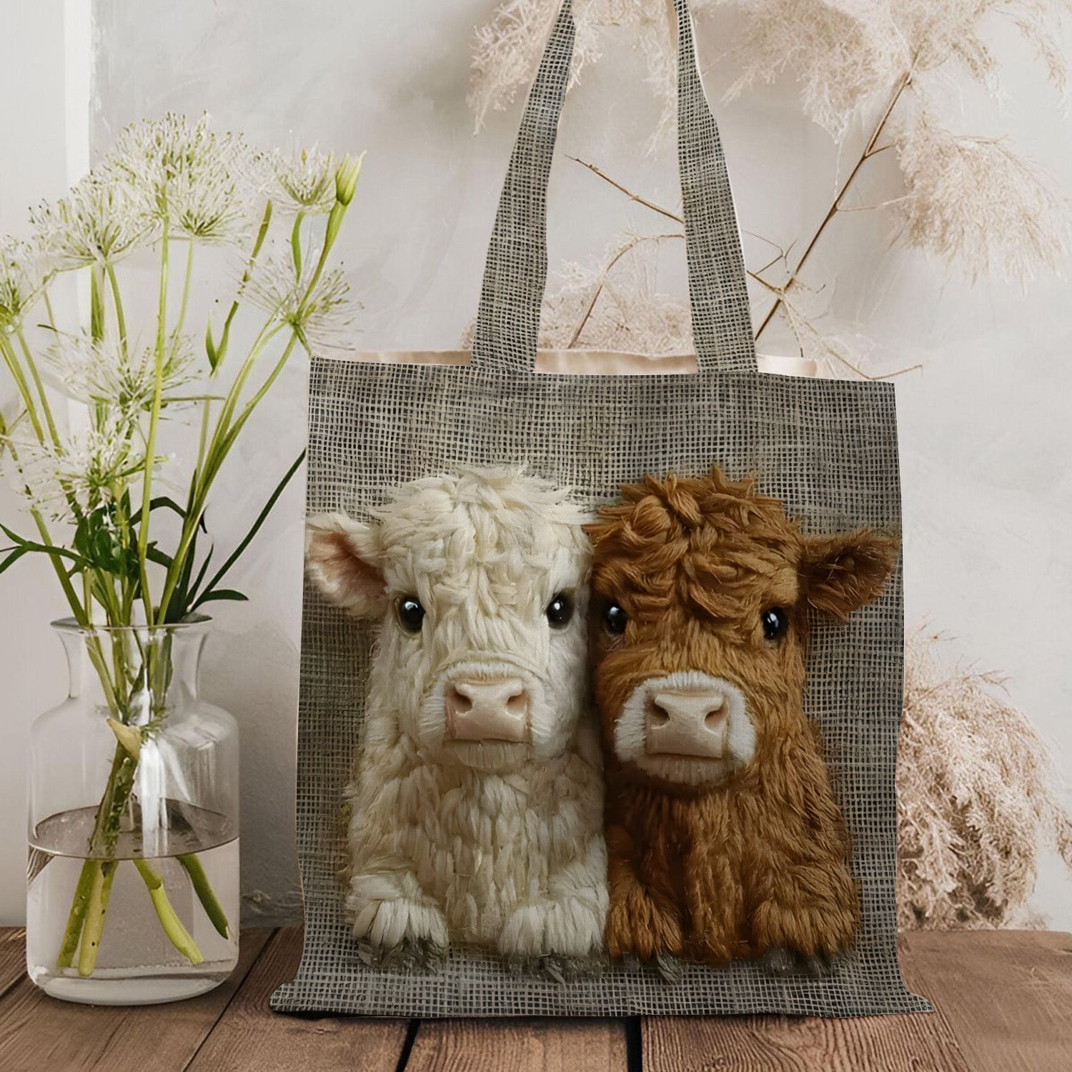 Cute Couple Cow Tote Bag