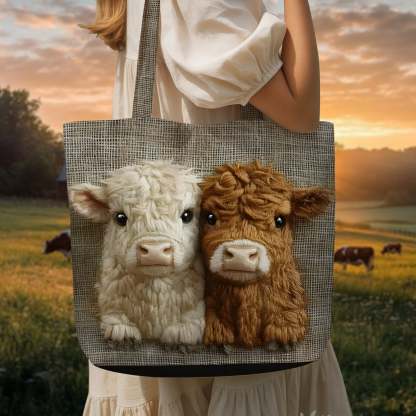 Cute Couple Cow Tote Bag