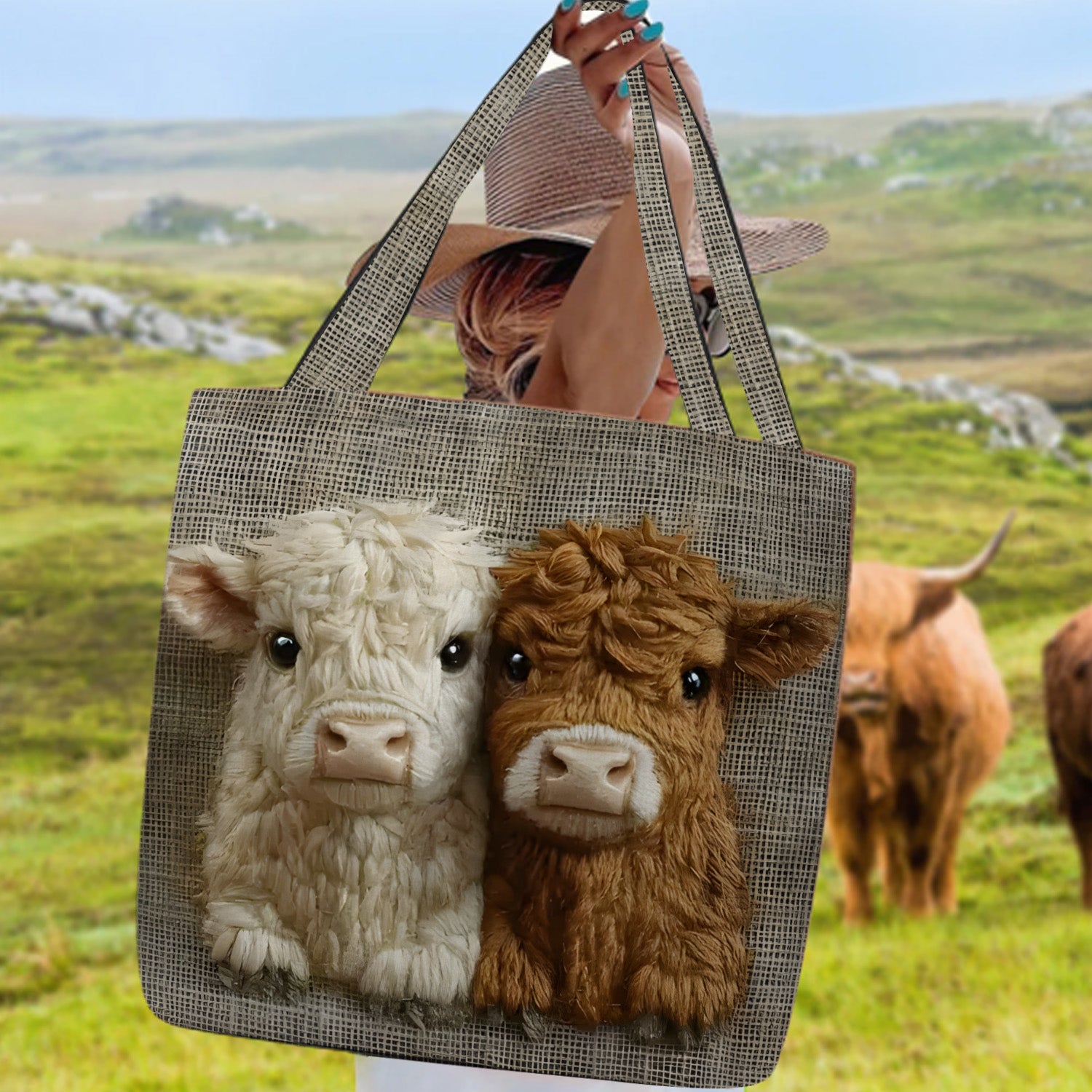 Cute Couple Cow Tote Bag