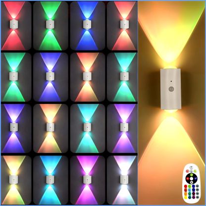4PCS Motion Sensor RGB Wall Lights – Rechargeable Ambient Night Lamps