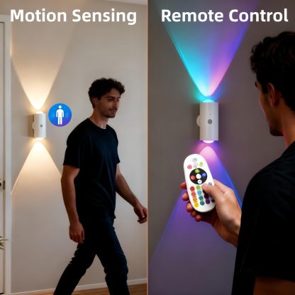 4PCS Motion Sensor RGB Wall Lights – Rechargeable Ambient Night Lamps