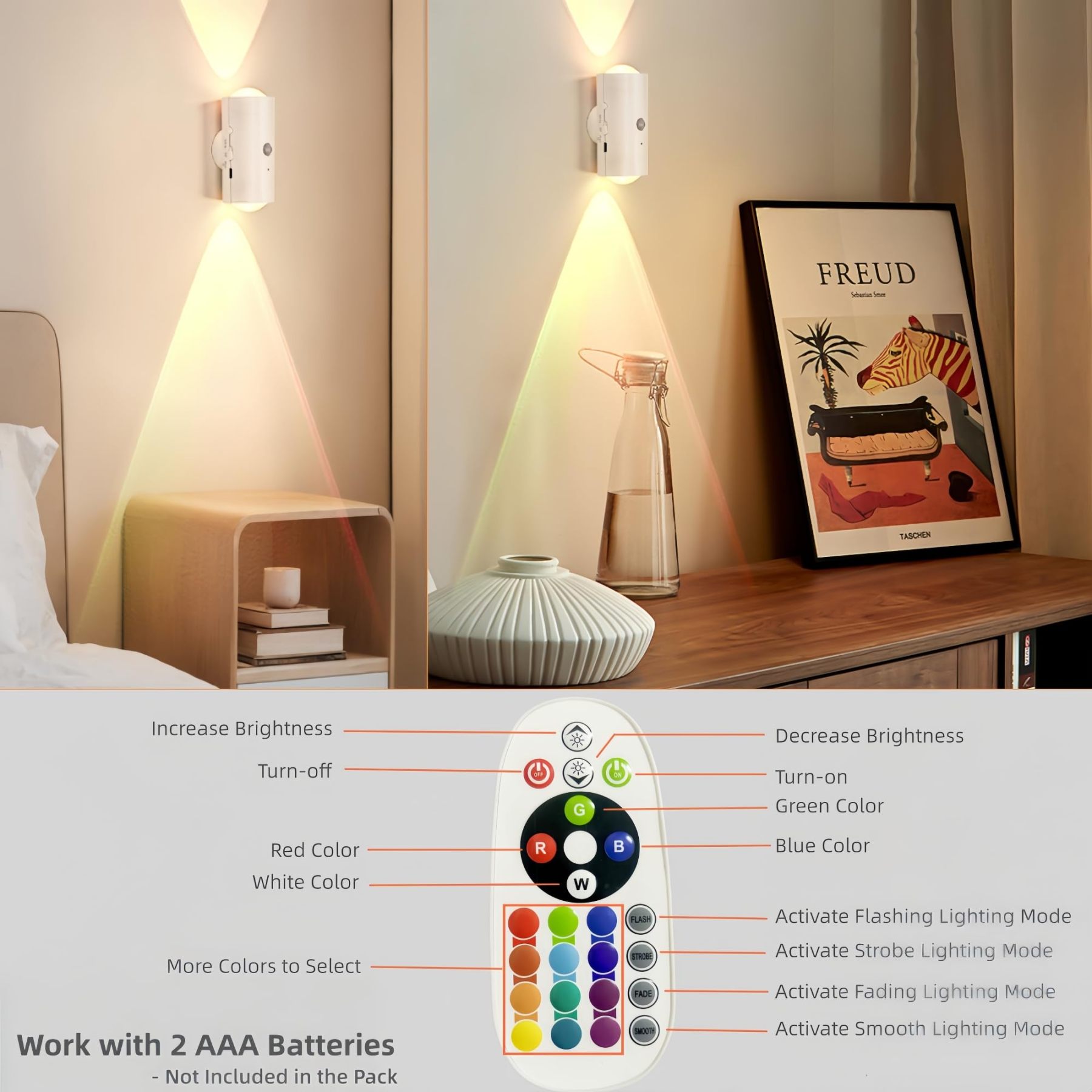 4PCS Motion Sensor RGB Wall Lights – Rechargeable Ambient Night Lamps