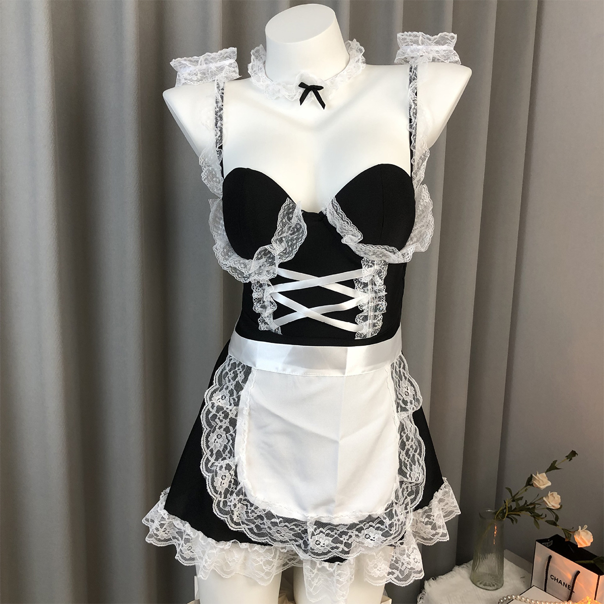 Maid Outfit with No-Remove Design Pure Desire Lingerie Set 8085