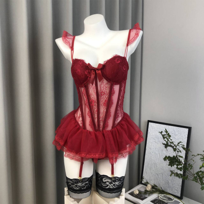 Lace Strappy Tank Top Shaping Lingerie Set