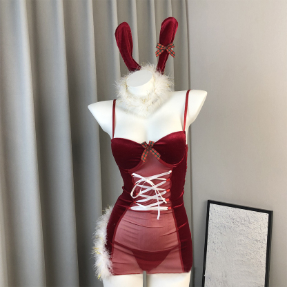 Christmas Velvet Backless Uniform Suit