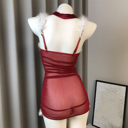 Christmas Girl Lace Strappy Bustier Shaping Lingerie Set