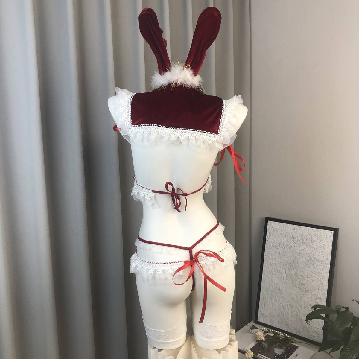 Christmas Bunny Velvet Lingerie Set