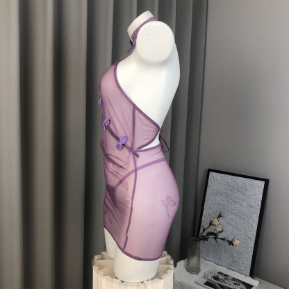 Vintage Button Backless Tie-Back Lingerie Cheongsam