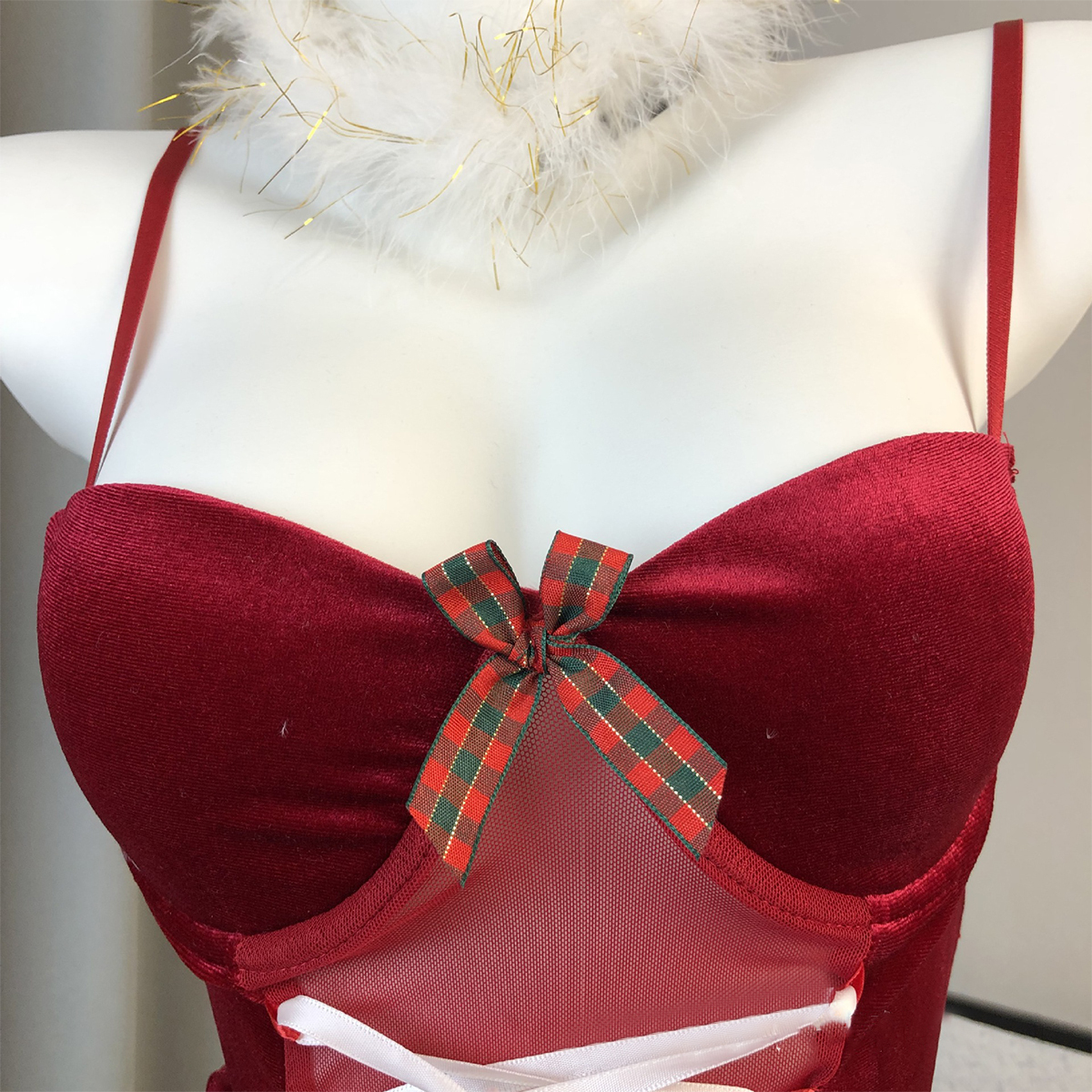 Christmas Velvet Backless Uniform Suit