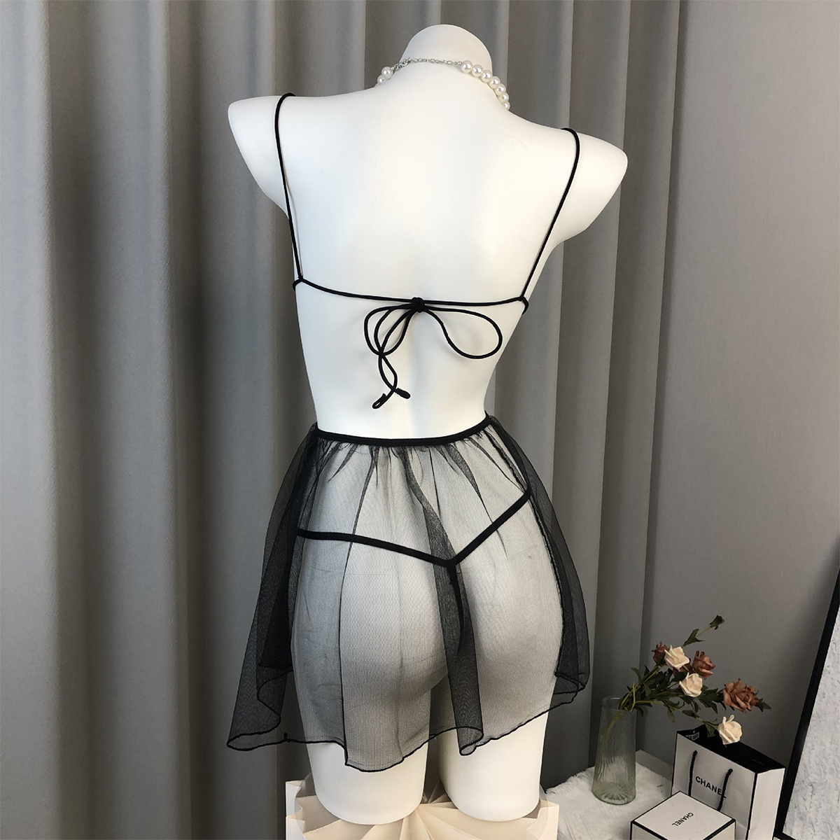 Halter Neck Butterfly Crop Top Set for Women