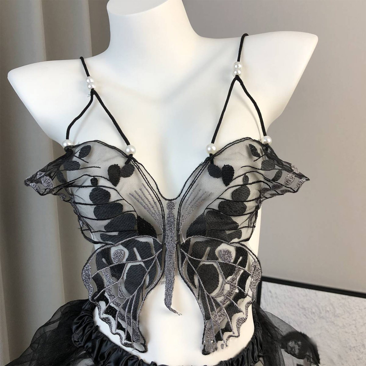 Halter Neck Butterfly Crop Top Set for Women