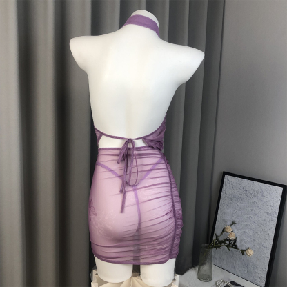 Vintage Button Backless Tie-Back Lingerie Cheongsam