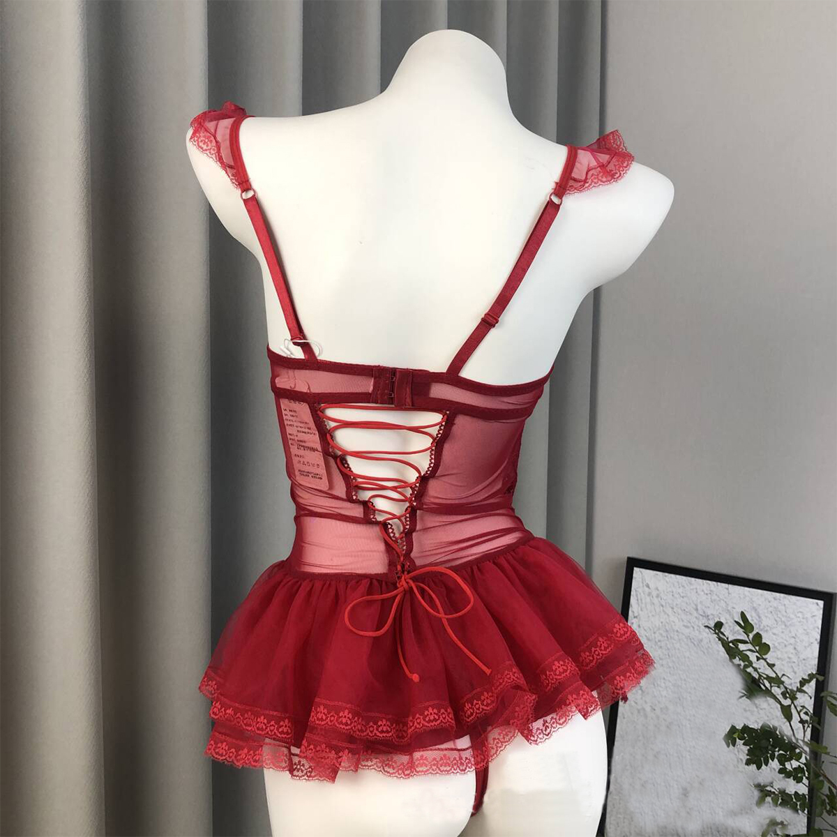 Lace Strappy Tank Top Shaping Lingerie Set