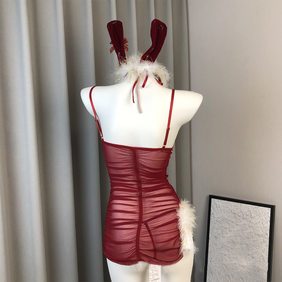 Christmas Velvet Backless Uniform Suit