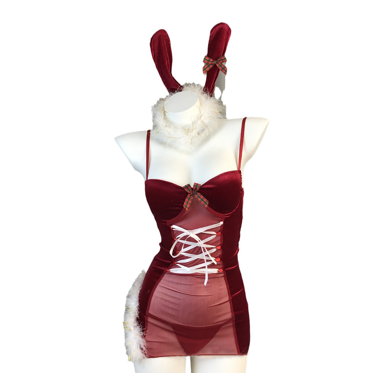 Christmas Velvet Backless Uniform Suit
