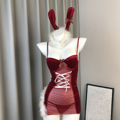Christmas Velvet Backless Uniform Suit