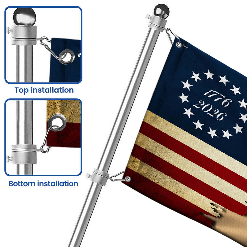 Black Angus Cattle Flag, 1776 2026 Proud Cow Farmer Farm Life Grommet Flag