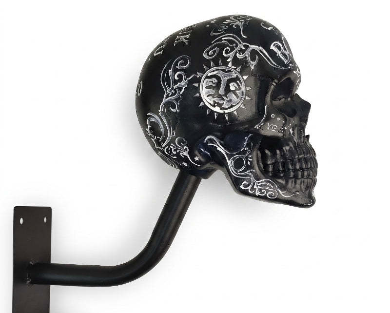 Skull Motorcycle Helmet Holder – Punk Skull Wall Mount Rack for Helmets, Jackets & Garage Decor