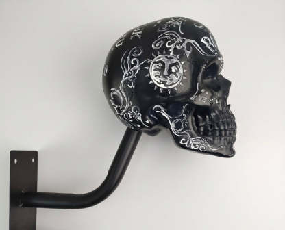 Skull Motorcycle Helmet Holder – Punk Skull Wall Mount Rack for Helmets, Jackets & Garage Decor