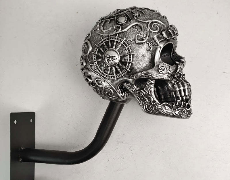 Skull Motorcycle Helmet Holder – Punk Skull Wall Mount Rack for Helmets, Jackets & Garage Decor