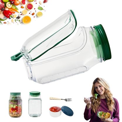 Limited Sale 50% OFF🔥Salad Pod – Leakproof Mason Jar Style Salad Container with Side Hatch Bowl Design