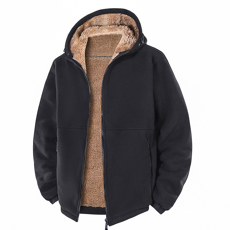 Men's Fleece Jacket - Sherpa Lined Hooded Full Zip Up Coat