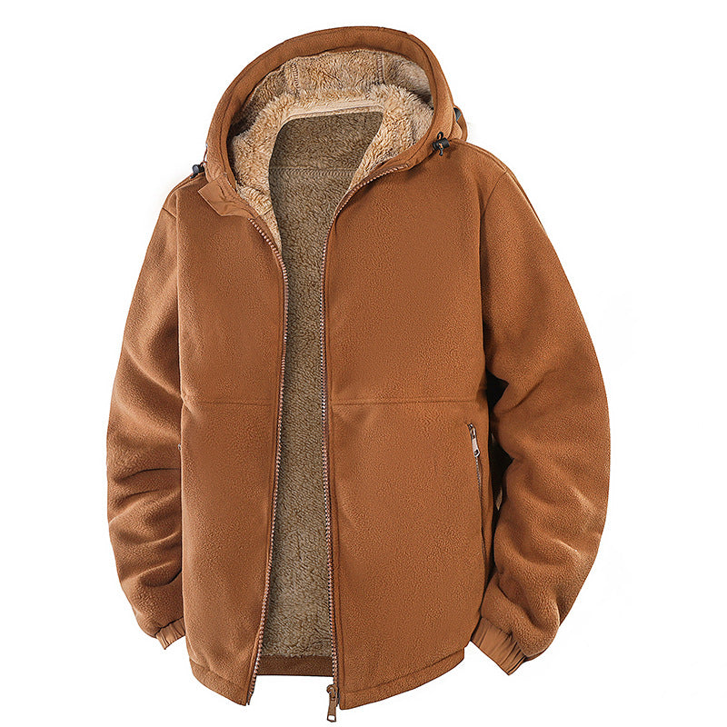 Men's Fleece Jacket - Sherpa Lined Hooded Full Zip Up Coat