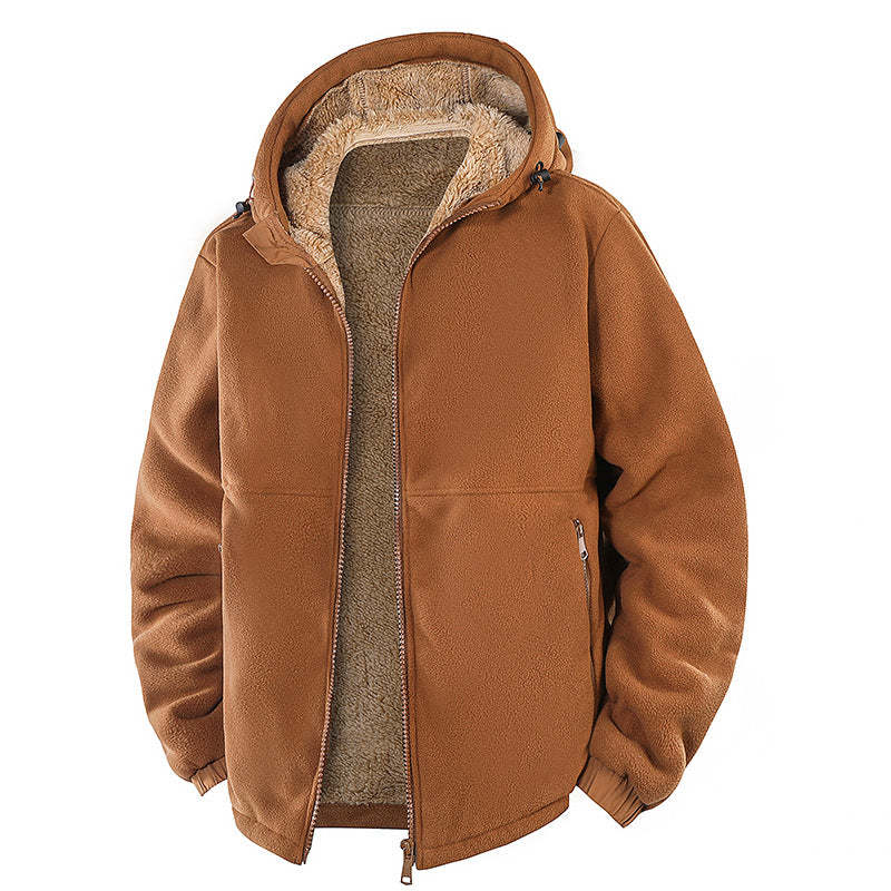 Men's Fleece Jacket - Sherpa Lined Hooded Full Zip Up Coat