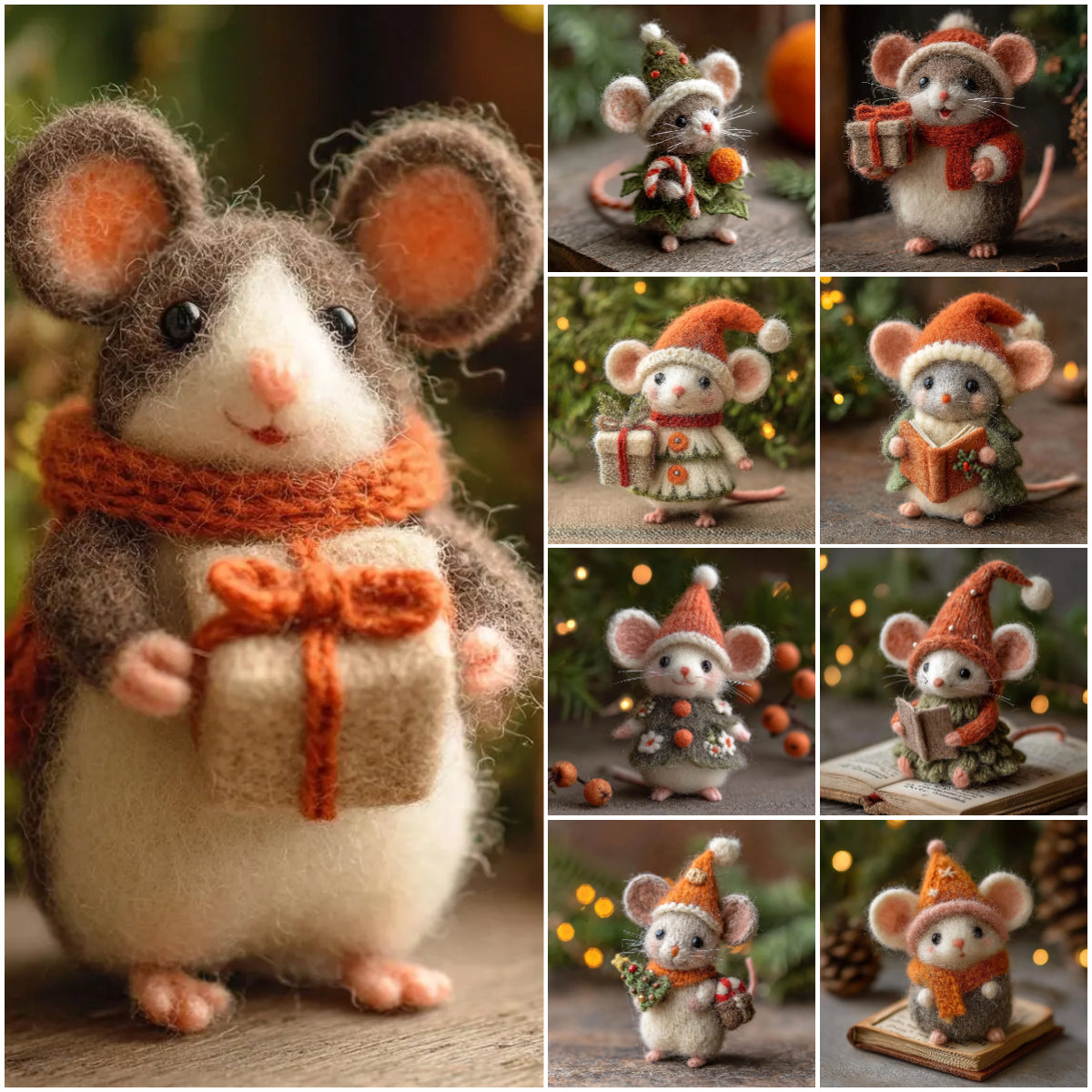 🎁🐭 Deluxe Christmas Felt Mouse | Handmade Wool Ornament ✨ Tree-Ready!
