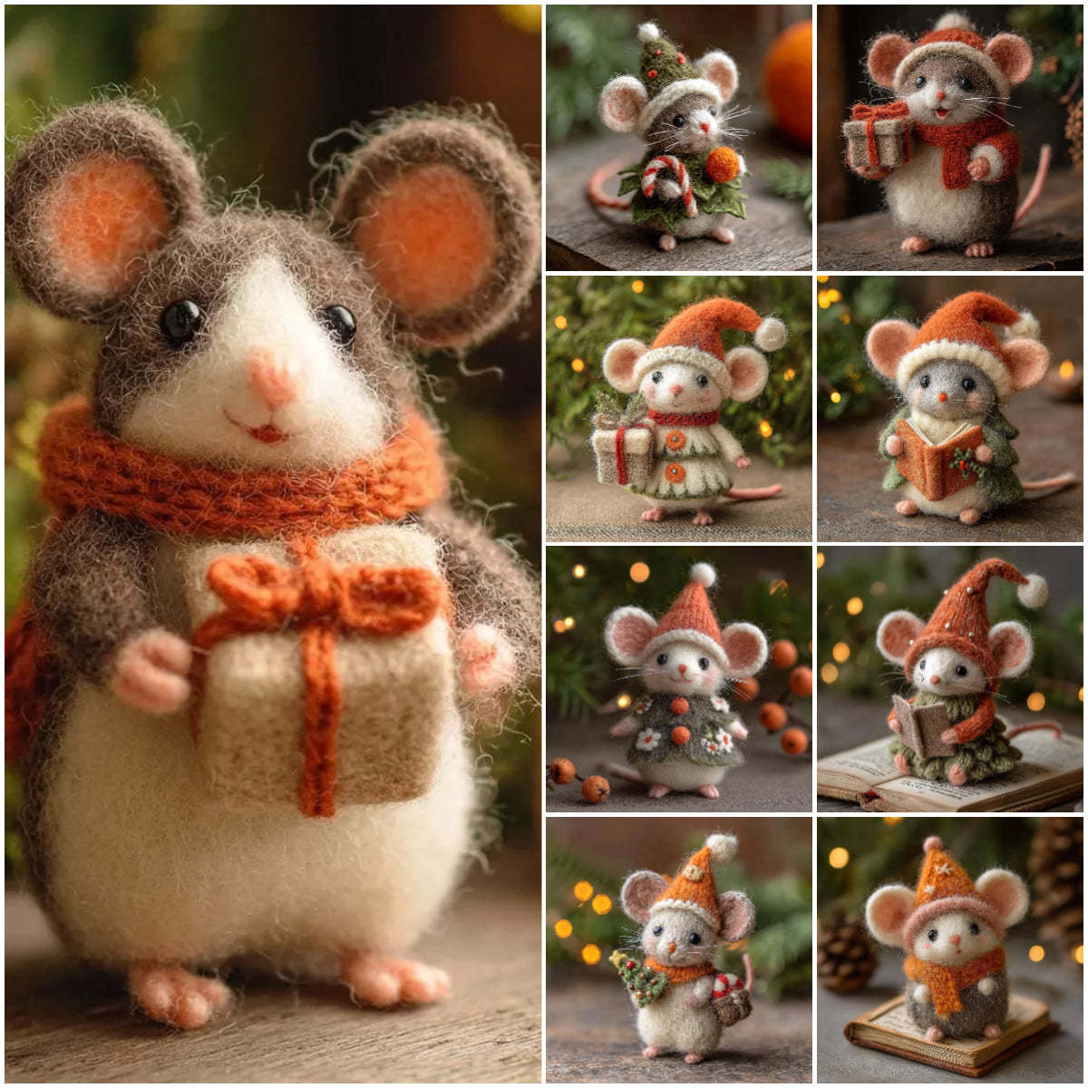 🎁🐭 Deluxe Christmas Felt Mouse | Handmade Wool Ornament ✨ Tree-Ready!