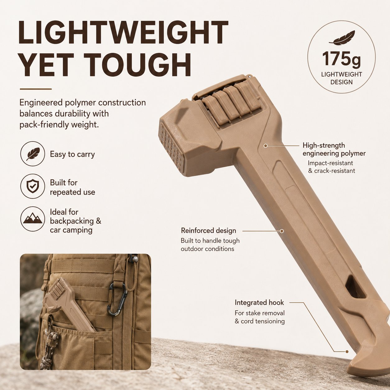 Tactical Multi-Functional Tent Hammer